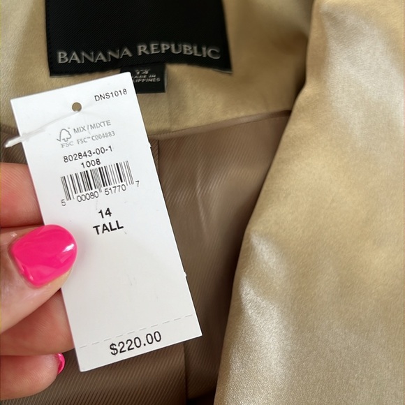 NWT BANANA REPUBLIC MAVERICK TAN TUXEDO BLAZER JACKET Size 14 TALL - Picture 13 of 14